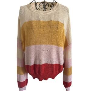 Nectar Clothing Striped Color Block Textured Stretch Knit Sweater Pullover M/L